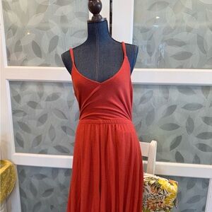 LOFT Red Spaghetti Strap jumpsuit